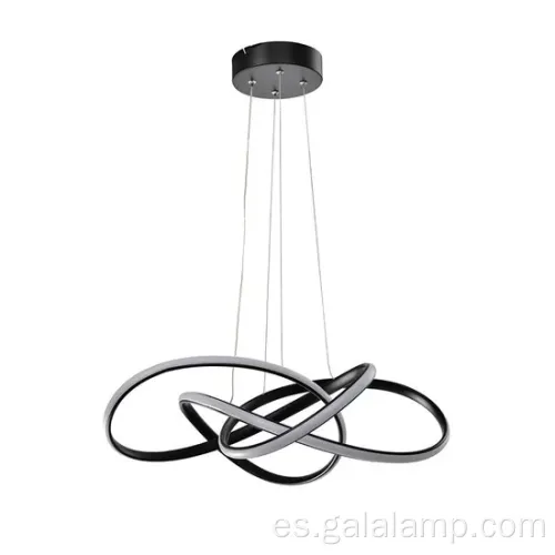 Lámpara de colgación lineal de acero negro para salas de estar